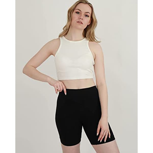 Sömlösa säkerhetsshorts med mitten av midjan för kvinnor, 3-pack
