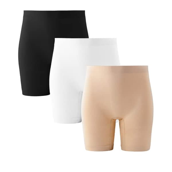 Sömlösa säkerhetsshorts med mitten av midjan för kvinnor, 3-pack