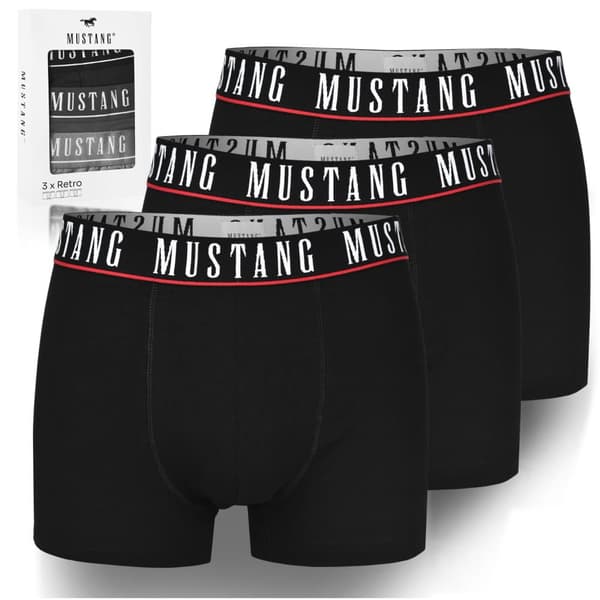 MUSTANG Sorte Herre Boxershorts - 3-pak - Holdbar Elastisk Komfortabel Let Blød - Herre Boxershorts Undertø