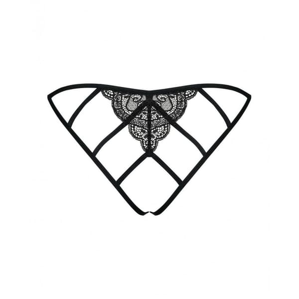 Trosor Obsessive Miamor crotchless panties L/XL Svart Spets