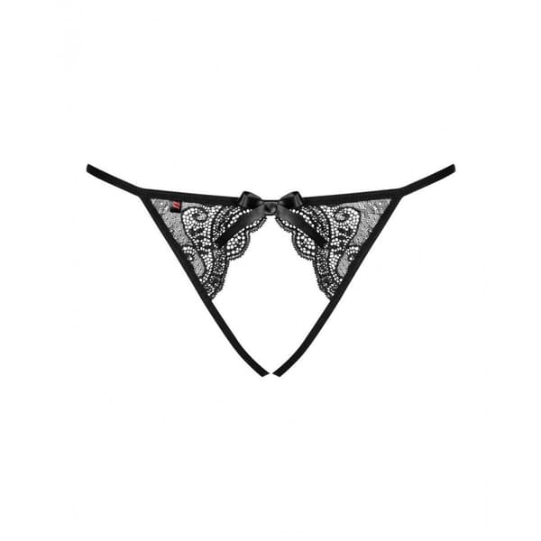 Trosor Obsessive Miamor crotchless panties L/XL Svart Spets