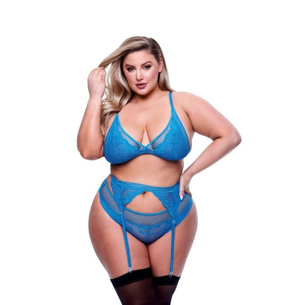 Alusvaatesetti Baci Lingerie Garter & Panty Sininen (Queen)