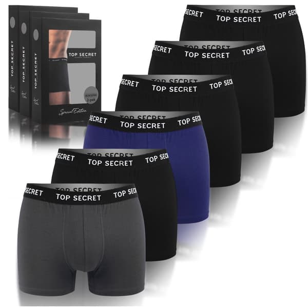 TOP SECRET - Förstklassiga Mäns Underkläder - 6 pak - Högkvalitativ Klassisk Bekväm Mjuk Lätta - Premium Boxerkalsonger HerrBoxershorts Bomull