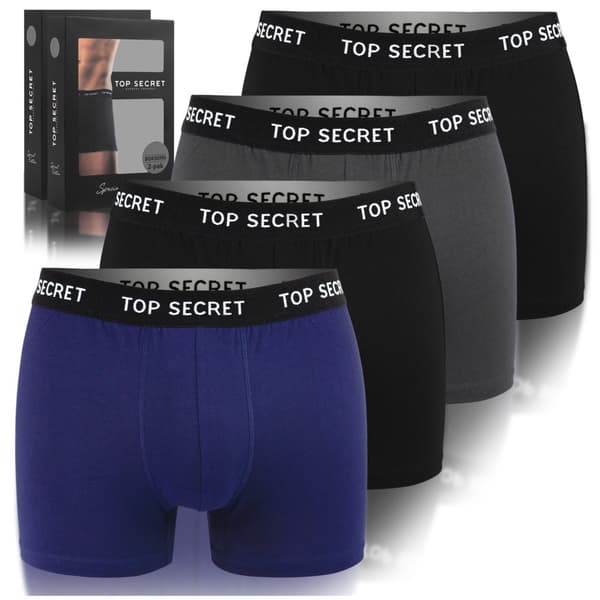 TOP SECRET - Førsteklasses Mænds Undertøj  - 4-pak - Højkvalitets Klassisk Komfortabel Blød Let - Premium Boxershorts Herreboxershorts Bomuld