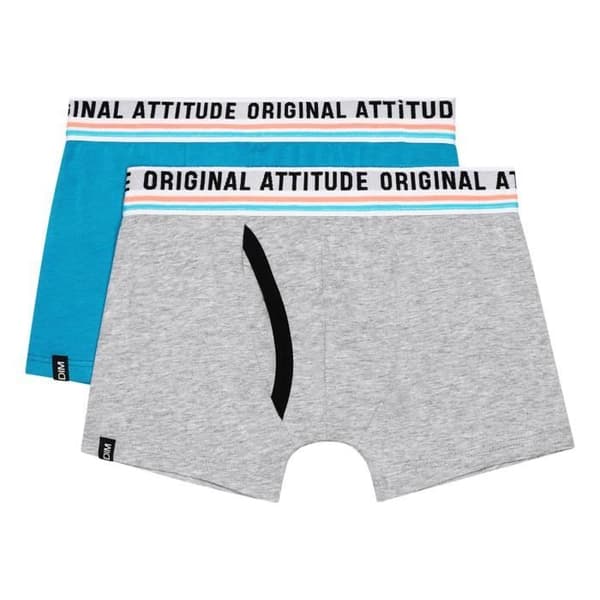 Förpackning med 2 pojkar boxershorts i stretchig bomull - DIM - Original - Standardsnitt - Jaquard midjeband