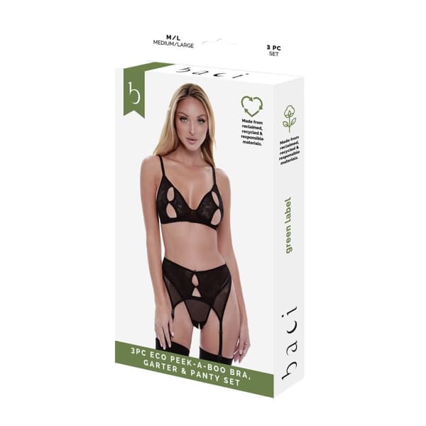 Undertøj Sæt Baci Lingerie Peek-A-Boo Bra Sort (S/M)