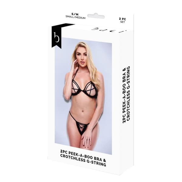 Undertøj Sæt Baci Lingerie Crotchless G- Sort 2 Dele (M/L)