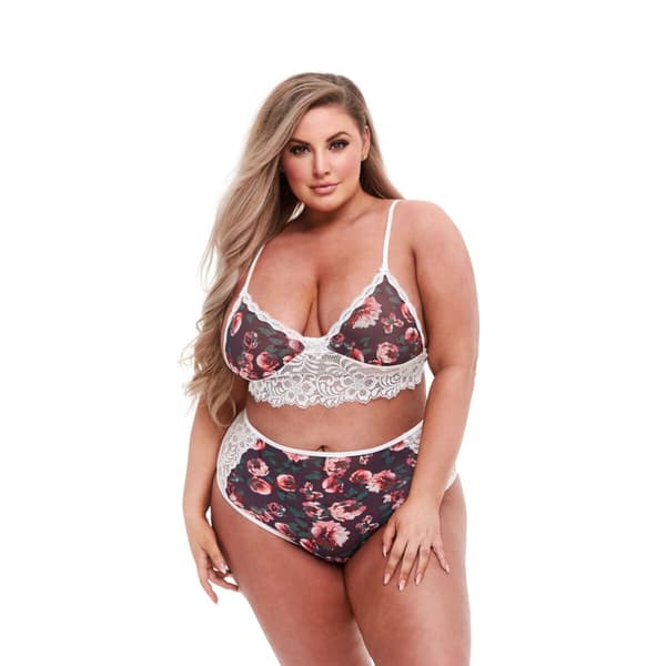 Blonde Undertøj Sæt Baci Lingerie Floral & Lace Grå (XL)