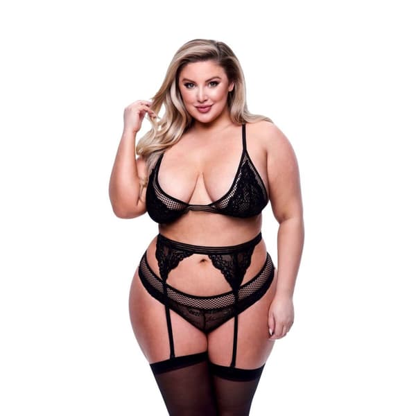 Undertøj Sæt Baci Lingerie Sort 3 Dele (Queen)
