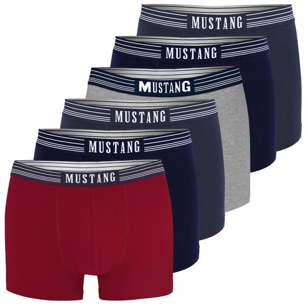 MUSTANG Musta Miesten Bokserit - 6-pack - Kestävä Joustava Mukava Kevyt Pehmeä - Miesten Bokserishortsit Alusvaatteet