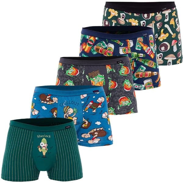 CORNETTE Svart Boxerkalsonger Mäns - 5pak  - Hållbar Elastisk Bekväm Lätta Mjuk -  Boxershorts För Män  Underkläder