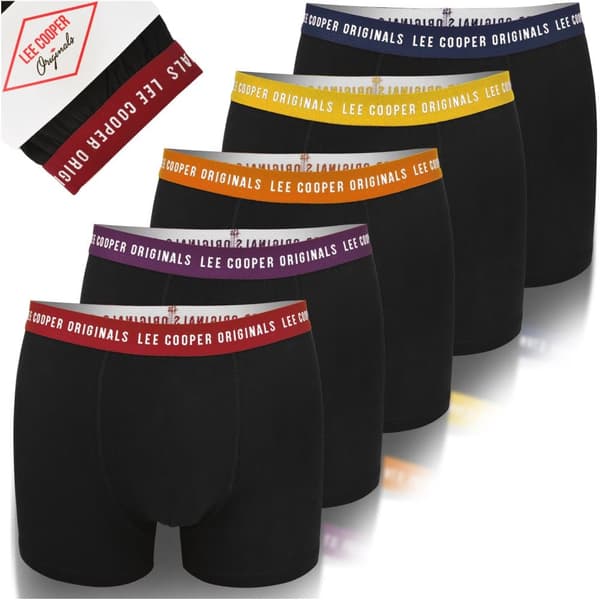 LEE COOPER - Förstklassiga Mäns Underkläder - 5pak - Högkvalitativ Klassisk Bekväm Mjuk Lätta - Premium Boxerkalsonger HerrBoxershorts Bomull L