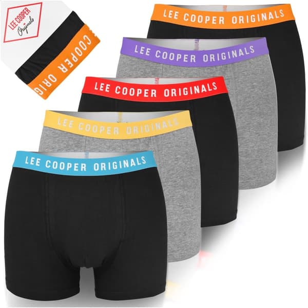 LEE COOPER - Förstklassiga Mäns Underkläder - 5pak - Högkvalitativ Klassisk Bekväm Mjuk Lätta - Premium Boxerkalsonger HerrBoxershorts Bomull
