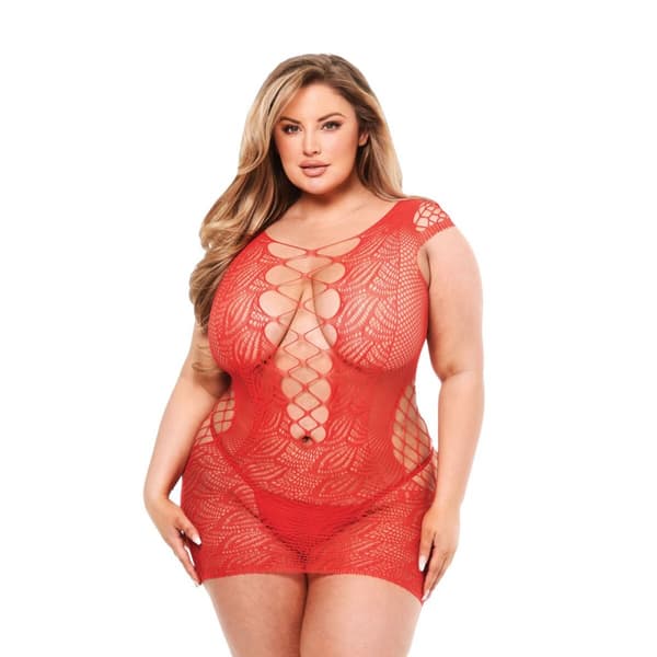 Set med underkläder Baci Lingerie Lace Mini Dress Röd (Queen)