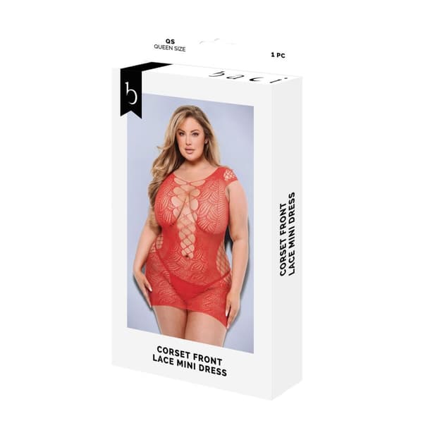 Set med underkläder Baci Lingerie Lace Mini Dress Röd (Queen)