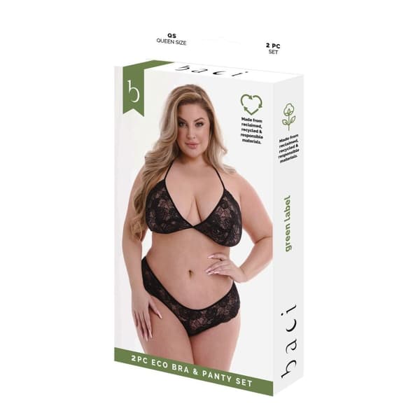 Set med underkläder Baci Lingerie Bra & Panty Svart (Queen)