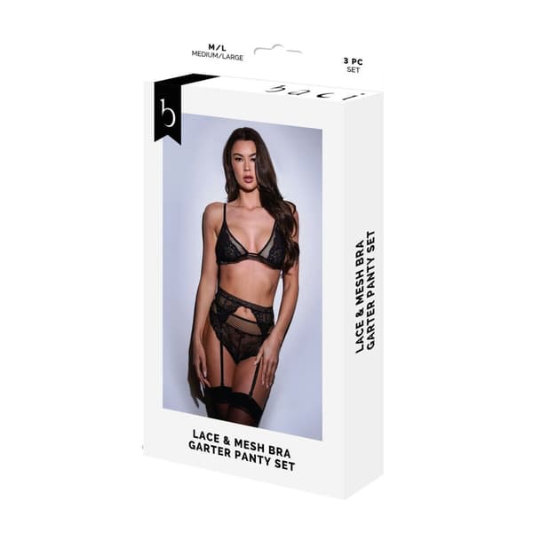 Set med underkläder Baci Lingerie Svart 3 Delar (S/M)