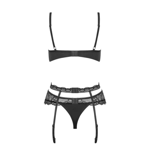 Set med underkläder i läder Obsessive Heartina Svart S/M