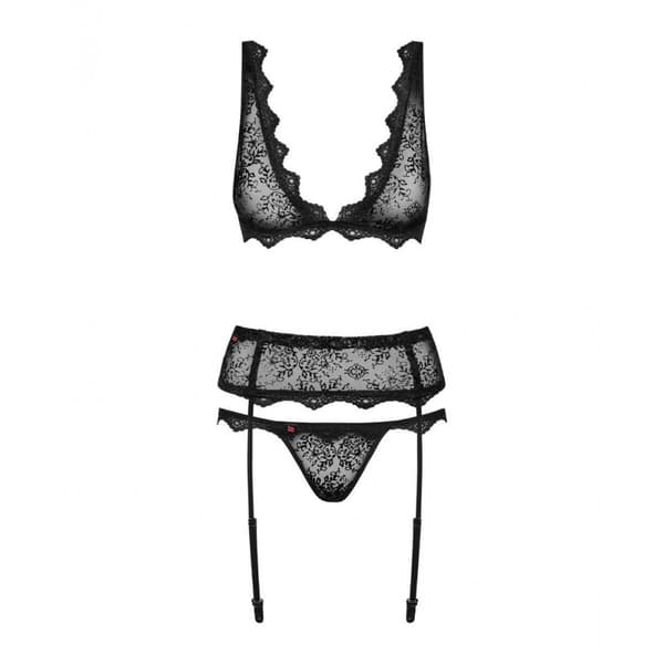 Set med underkläder i läder Obsessive Emperita Svart L/XL