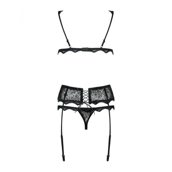 Set med underkläder i läder Obsessive Emperita Svart L/XL