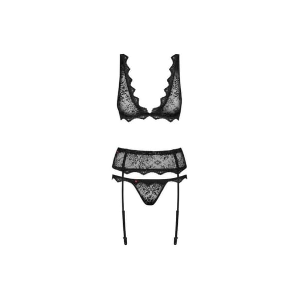 Set med underkläder i läder Obsessive Emperita Svart S/M