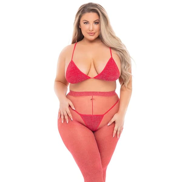 Set med underkläder Pink Lipstick Röd (XL)