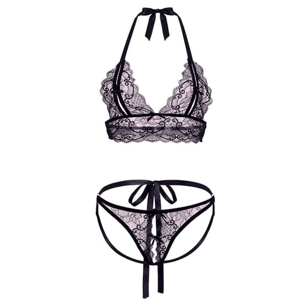 Set med underkläder Barely Bare Svart (One size)