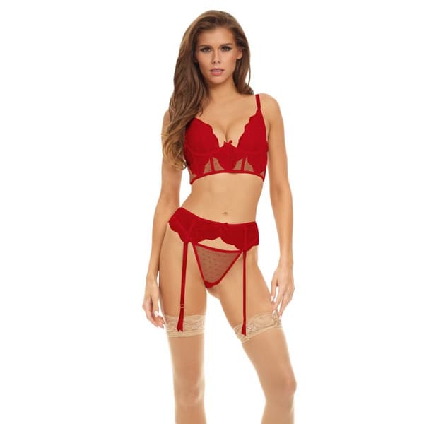Set med underkläder Bombshell Boudoir Röd (L)