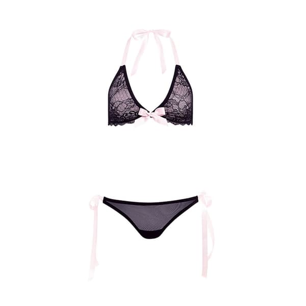Set med underkläder Barely Bare Svart (One size)