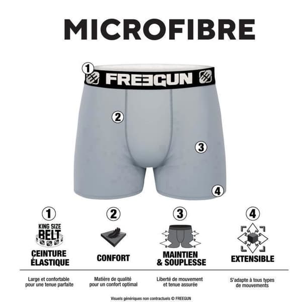 Boxer herr - FREEGUN - Goldorak - 3-pack - Komfort - Andningsbar - Flerfärgad