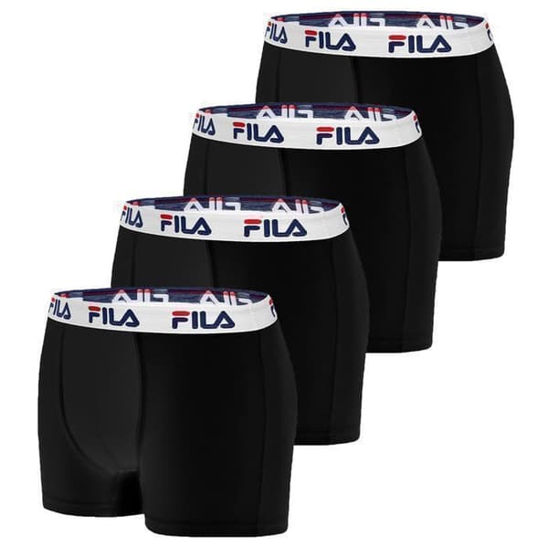 FILA boxershorts i bomull för män - Paket med 4 - Bekväm och stretchig - Svart