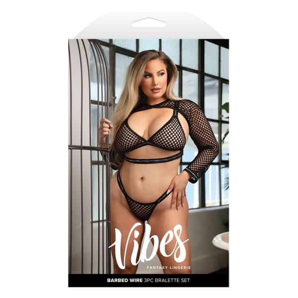 Set med underkläder Fantasy Lingerie Svart (Queen size) (Queen)