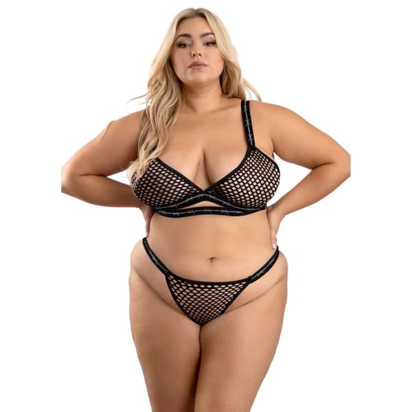Alusvaatesetti Fantasy Lingerie Musta (Queen size) (Queen)