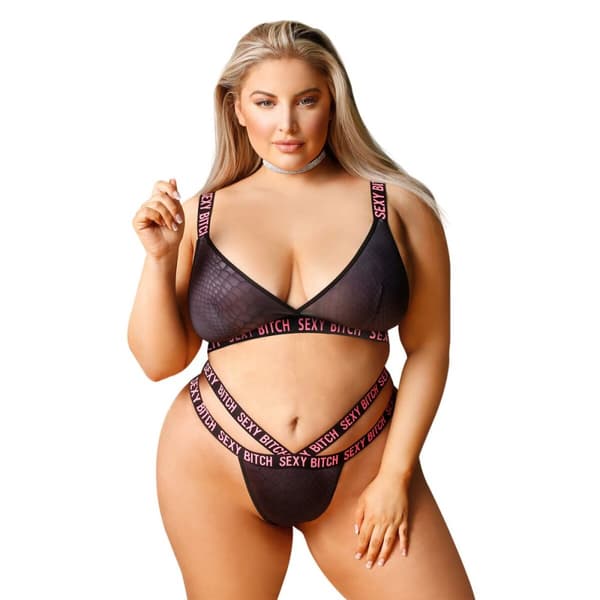 Alusvaatesetti Fantasy Lingerie Musta (Queen size)