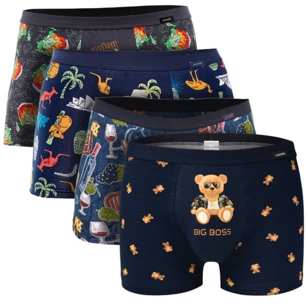 Cornette 4-pack - Miesten puuvillaiset nyrkkeilyshortsit, miesten housut