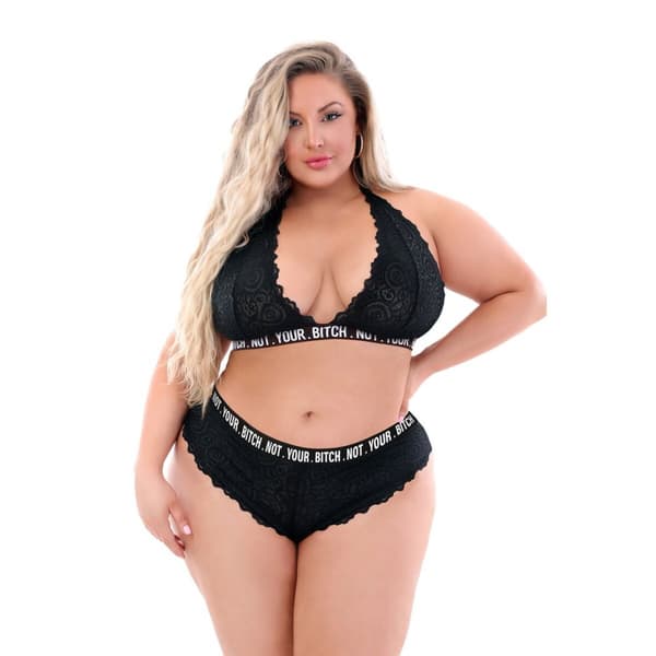 Alusvaatesetti Fantasy Lingerie Musta (Queen size)