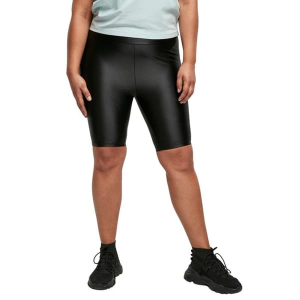 Cykelshorts för kvinnor - Urban Classics - Skinande Metallisk - Svart - 2-pack - Glänsande Nylon