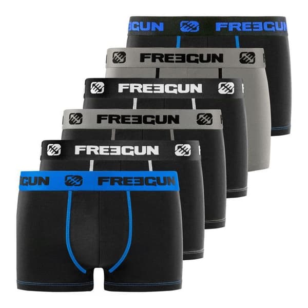 Boxershorts i bomull för män - FREEGUN - Paket med 6 - Komfort och stretch - Brett midjeband
