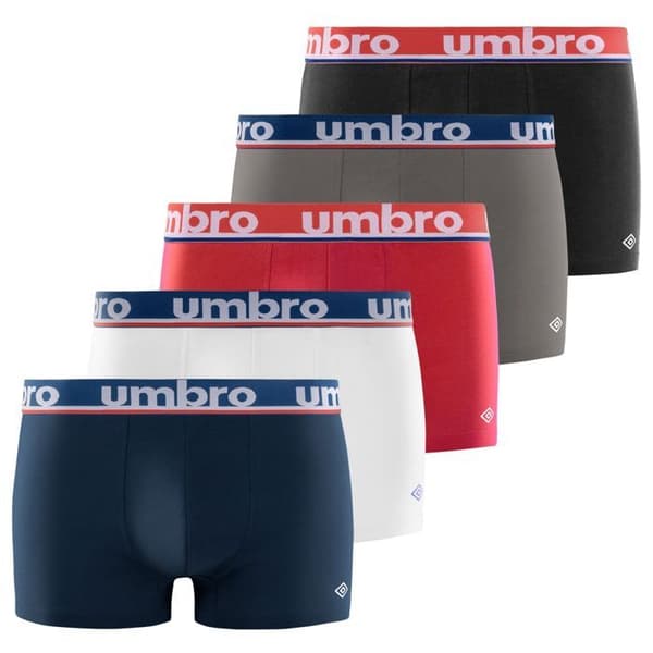 Umbro herrboxers 100% bomull - Paket om 5 - svart, röd, blå