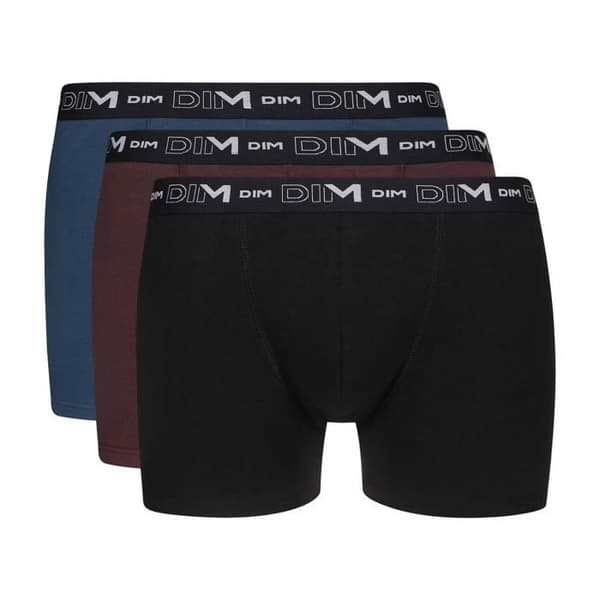 Paket med 3 boxershorts i stretchig bomull för män Svart/Tawny Brown/Klein Blue