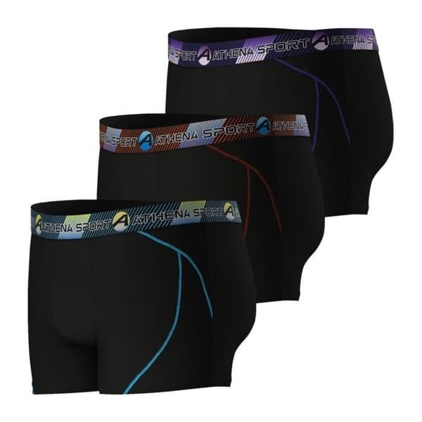 ATHENA TRAINING DRY långa boxershorts - Paket med 3 - Svart - Andas och ultrastretchig mikrofiber
