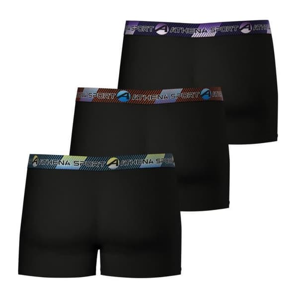 ATHENA TRAINING DRY långa boxershorts - Paket med 3 - Svart - Andas och ultrastretchig mikrofiber