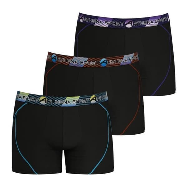 ATHENA TRAINING DRY långa boxershorts - Paket med 3 - Svart - Andas och ultrastretchig mikrofiber