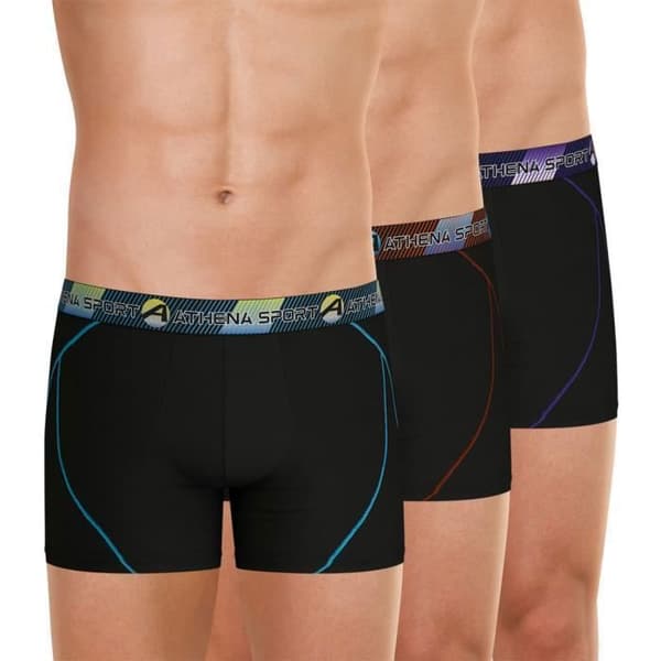 ATHENA TRAINING DRY långa boxershorts - Paket med 3 - Svart - Andas och ultrastretchig mikrofiber