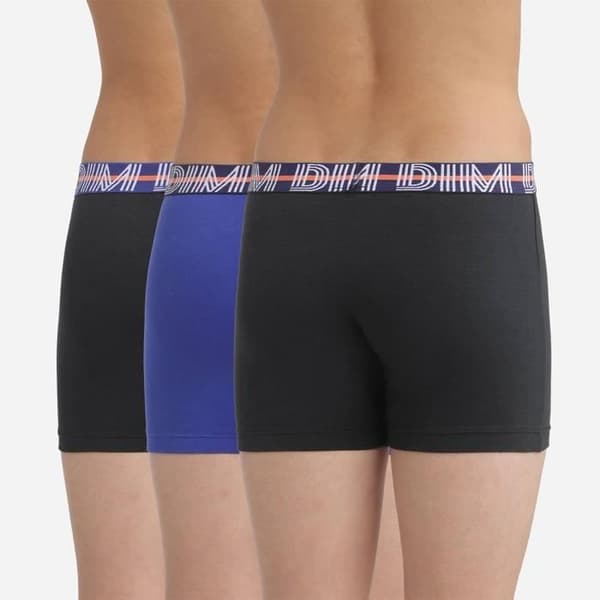 Paket med 3 pojkar boxershorts i stretchig bomull EcoDim Classic - DIM/096S/LOT3G/BLEUNRNR/14