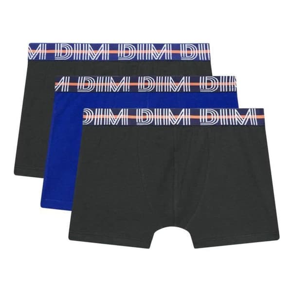 Paket med 3 pojkar boxershorts i stretchig bomull EcoDim Classic - DIM/096S/LOT3G/BLEUNRNR/14