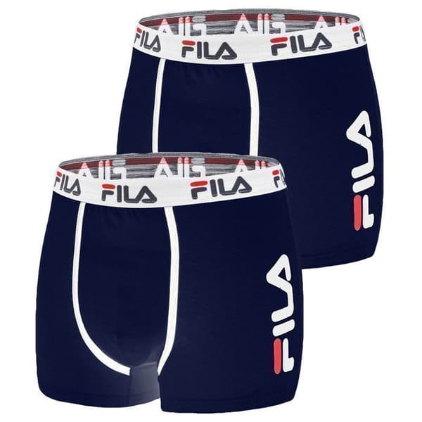 Boxers för män - FILA - FU5040 - Paket med 2 - Bekväm - Bomull - Blå, Svart
