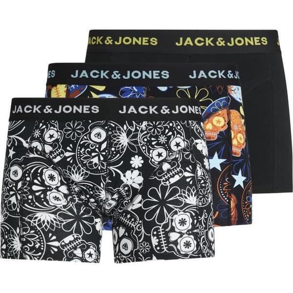 Boxers - JACK & JONES - 3-pack - Svart/Gul - Skalletryck - Anatomisk komfort