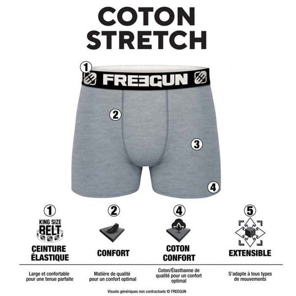 FREEGUN boxershorts i bomull för män - Komfort, Stretch - Paket med 6 - Röd, Grå, Svart
