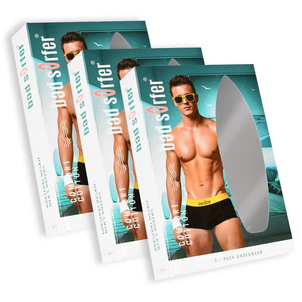 Bad Surfer herrboxershorts – 6-pack, bomull, färgmix